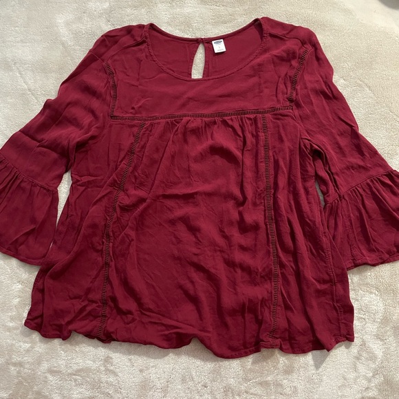 Old Navy Tops - Old Navy burgundy bell sleeve Blouse